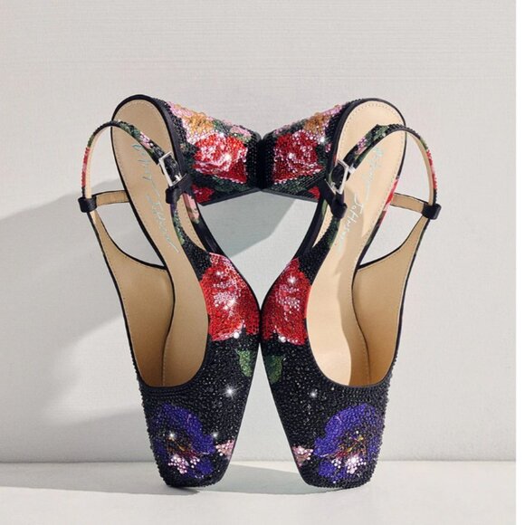 Betsey Johnson Shoes - Betsey Johnson New in Box Women's size 9 Black Multi Floral Rhinestone Heels